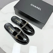 CC FLAT MULE 25S IN BLACK CALFSKIN STYLE 4