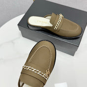 CC FLAT MULE 25S IN OLIVE BROWN CALFSKIN STYLE 3