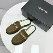 CC FLAT MULE 25S IN OLIVE BROWN CALFSKIN STYLE 3