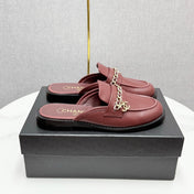 CC FLAT MULE 25S IN DARK RED CALFSKIN STYLE 1