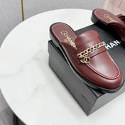 CC FLAT MULE 25S IN DARK RED CALFSKIN STYLE 1