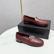 CC LOAFER 25S IN DARK RED LAMBSKIN WITH GOLD HARDWARE