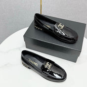 CC LOAFER 25S IN BLACK GLOSSY LEATHER WITH GOLD HARDWARE