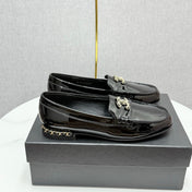 CC LOAFER 25S IN BLACK GLOSSY LEATHER WITH GOLD HARDWARE