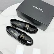 CC LOAFER 25S IN BLACK GLOSSY LEATHER WITH GOLD HARDWARE