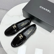 CC LOAFER 25S IN BLACK GLOSSY LEATHER WITH GOLD HARDWARE