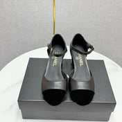 CC MARY JANE HEELS 25S IN BLACK LAMBSKIN AND SUEDE WITH PEARL HEEL STYLE 5