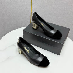 CC HIGH HEEL 25S IN BLACK LAMBSKIN AND SUEDE WITH PEARL HEEL STYLE 5