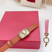 Silver Vlogo and Gold Hardware Buckle Tan Black Calfskin 20mm