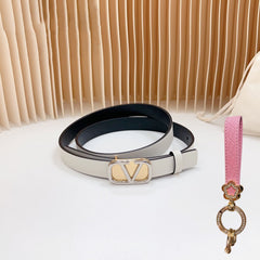 Silver Vlogo and Gold Hardware Buckle Black White Calfskin 20mm