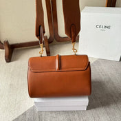 FLAP SHOULDER BAG 23 IN BRONZE BROWN LAMBSKIN GOLD HARDWARE