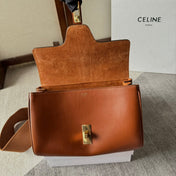 FLAP SHOULDER BAG 23 IN BRONZE BROWN LAMBSKIN GOLD HARDWARE