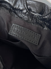 CRUSH TOTE BAG 20 IN BLACK QUILTED CALFSKIN SILVER HARDWARE