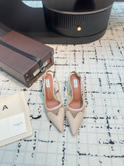 ALAIA SLINGBACKS 5 CM IN BEIGE CREAM CALFSKIN WITH MESH
