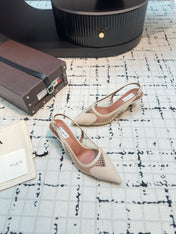 ALAIA SLINGBACKS 5 CM IN BEIGE CREAM CALFSKIN WITH MESH
