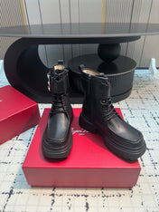 VIV' RANGERS ANKLE BOOTS IN BLACK CALFSKIN STRASS BUCKLE