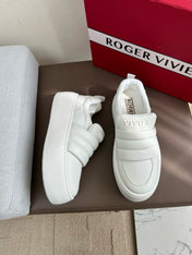 PUFFY LEATHER LOW TOP SNEAKERS IN WHITE LAMBSKIN