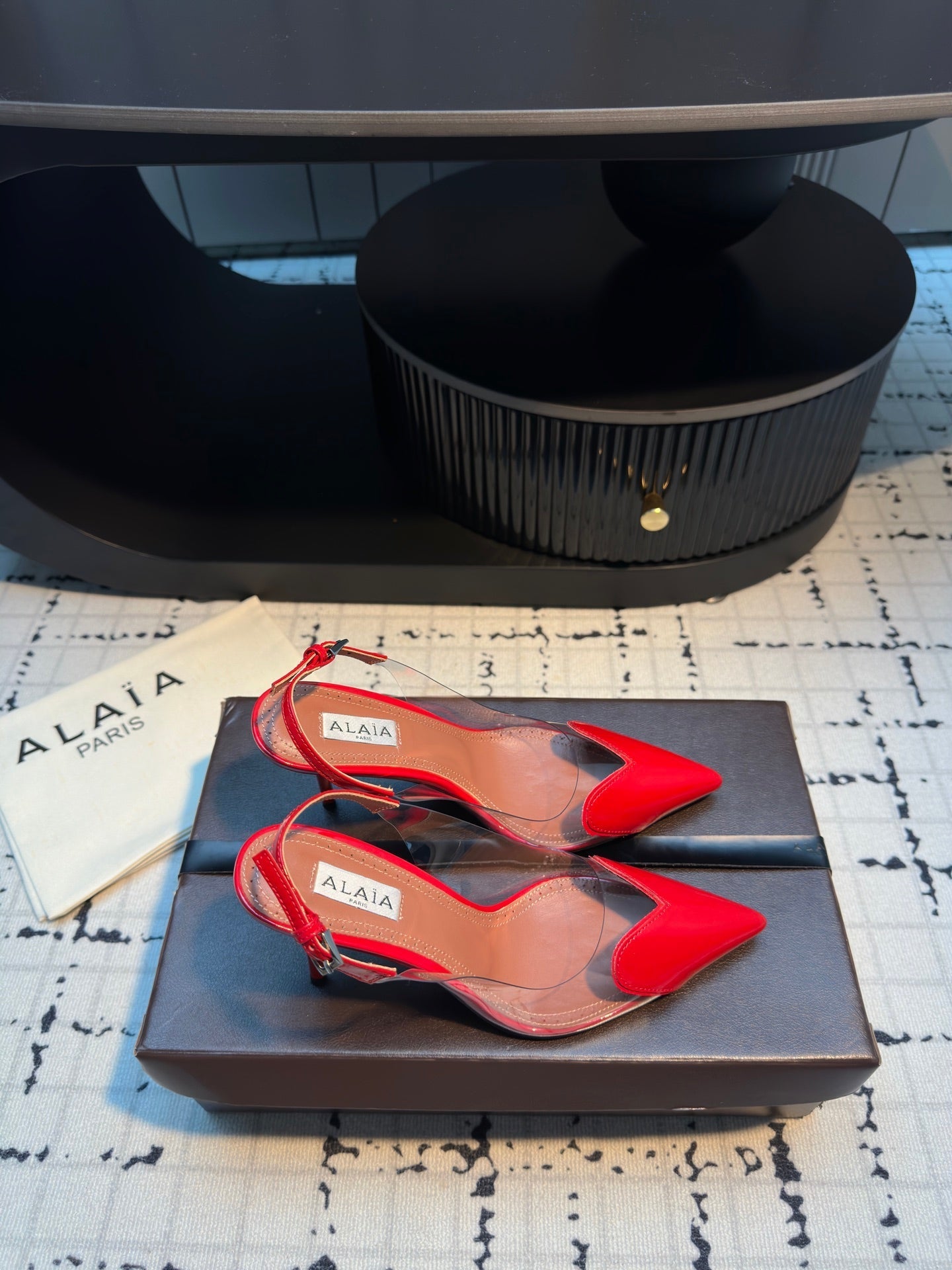 ALAIA HIGH SLINGBACK 25S 90 MM IN RED CALFSKIN