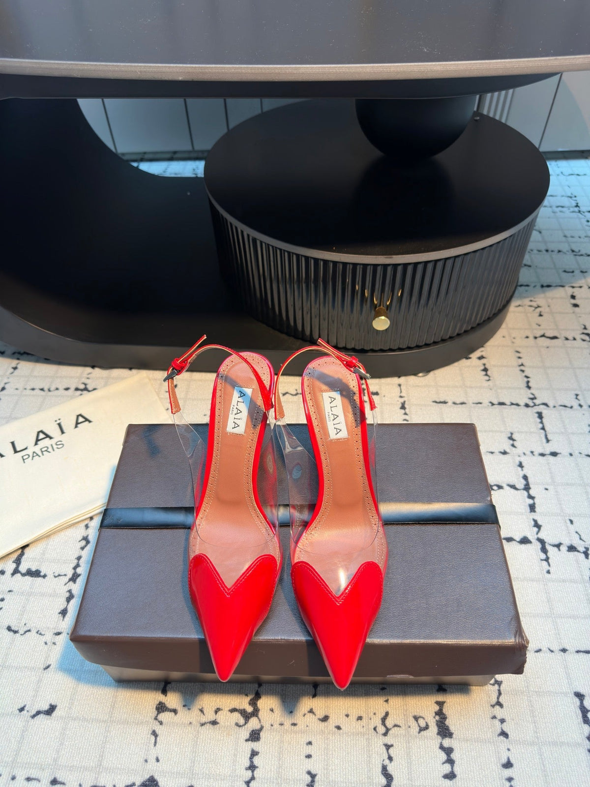 ALAIA HIGH SLINGBACK 25S 90 MM IN RED CALFSKIN