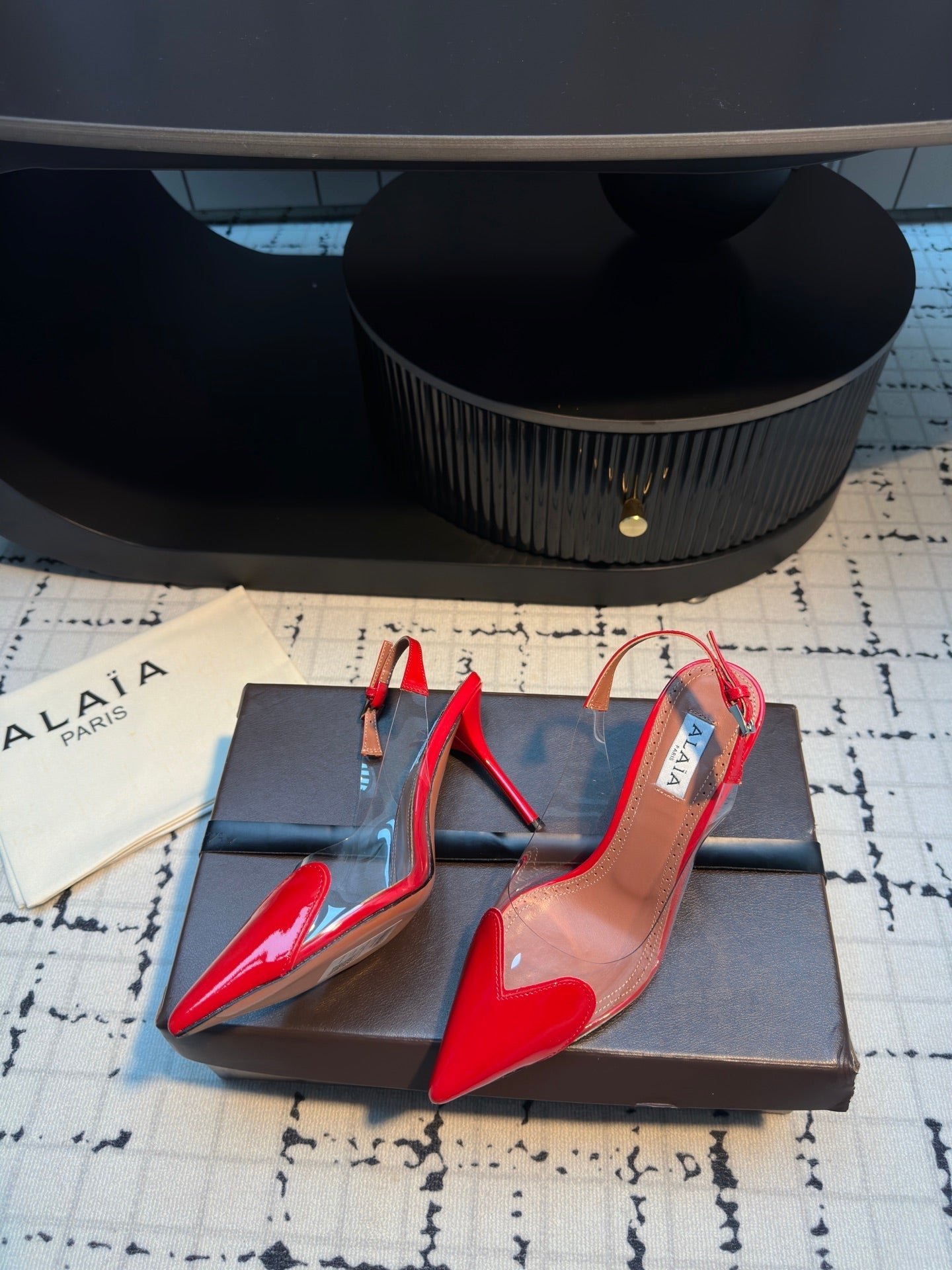 ALAIA HIGH SLINGBACK 25S 90 MM IN RED CALFSKIN