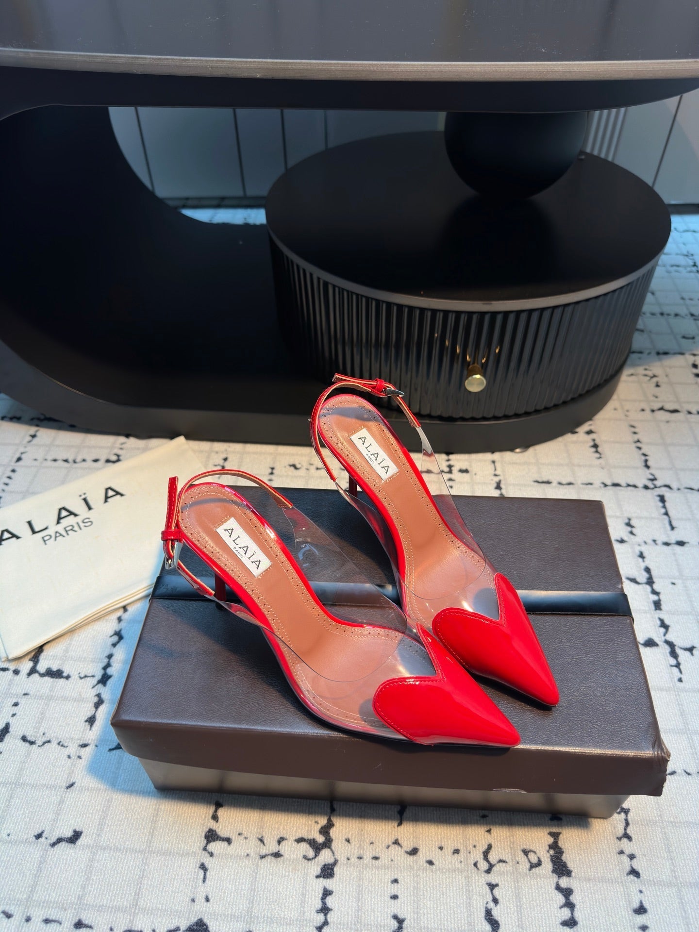 ALAIA HIGH SLINGBACK 25S 90 MM IN RED CALFSKIN