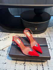 ALAIA HIGH SLINGBACK 25S 90 MM IN RED CALFSKIN