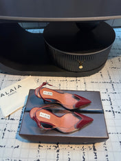 ALAIA HIGH SLINGBACK 25S 90 MM IN DARK RED CALFSKIN
