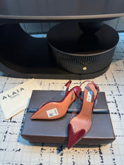 ALAIA HIGH SLINGBACK 25S 90 MM IN DARK RED CALFSKIN