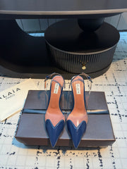 ALAIA HIGH SLINGBACK 25S 90 MM IN NAVY BLUE CALFSKIN