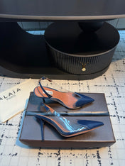 ALAIA HIGH SLINGBACK 25S 90 MM IN NAVY BLUE CALFSKIN