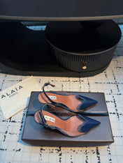 ALAIA HIGH SLINGBACK 25S 90 MM IN NAVY BLUE CALFSKIN