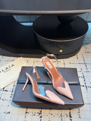 ALAIA HIGH SLINGBACK 25S 90 MM IN LIGHT PINK CALFSKIN