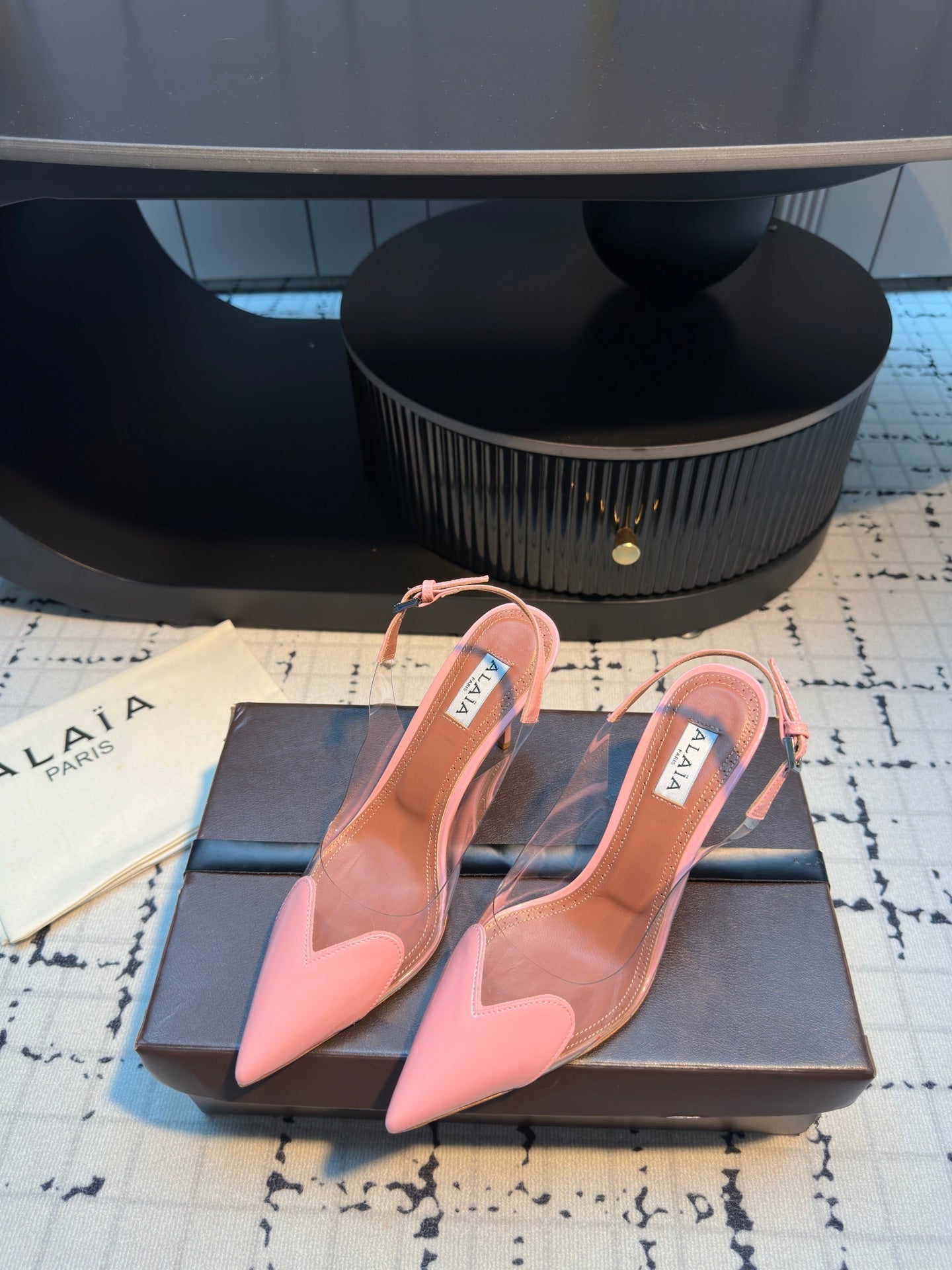 ALAIA HIGH SLINGBACK 25S 90 MM IN PINK CALFSKIN