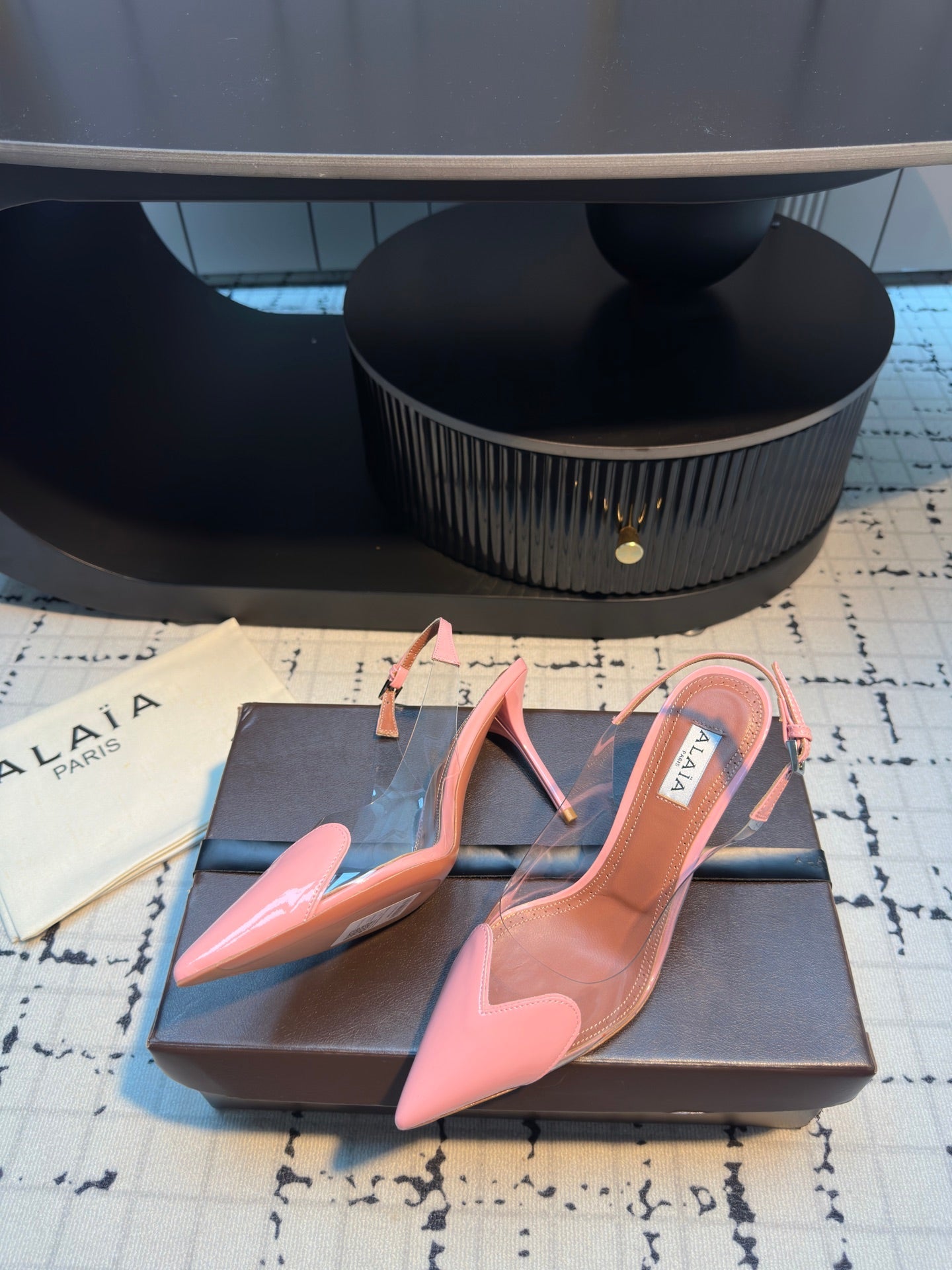 ALAIA HIGH SLINGBACK 25S 90 MM IN PINK CALFSKIN