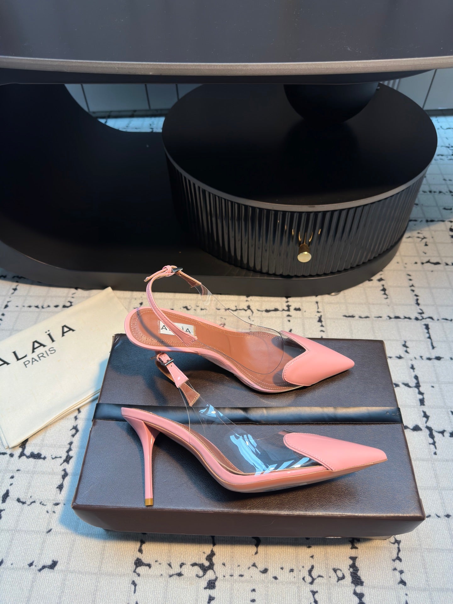 ALAIA HIGH SLINGBACK 25S 90 MM IN PINK CALFSKIN