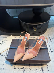 ALAIA HIGH SLINGBACK 25S 90 MM IN BEIGE CALFSKIN