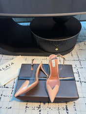 ALAIA HIGH SLINGBACK 25S 90 MM IN BEIGE CALFSKIN