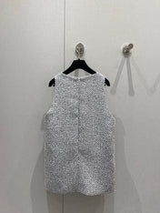 CC 25 Tweed Dress Gray Blue Woven Fabric