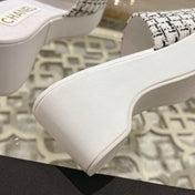 WEDGE PLATFORM IN BLACK MIX WHITE FABRIC WITH LOGO