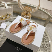 LYMPIA TRIOMPHE THONG IN CALFSKIN WHITE