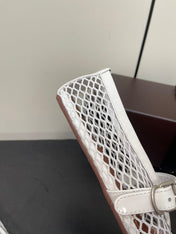 ALAIA BALLET FLATS IN WHITE MESH FISHNET