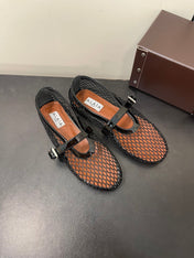 ALAIA BALLET FLATS IN BLACK MESH FISHNET