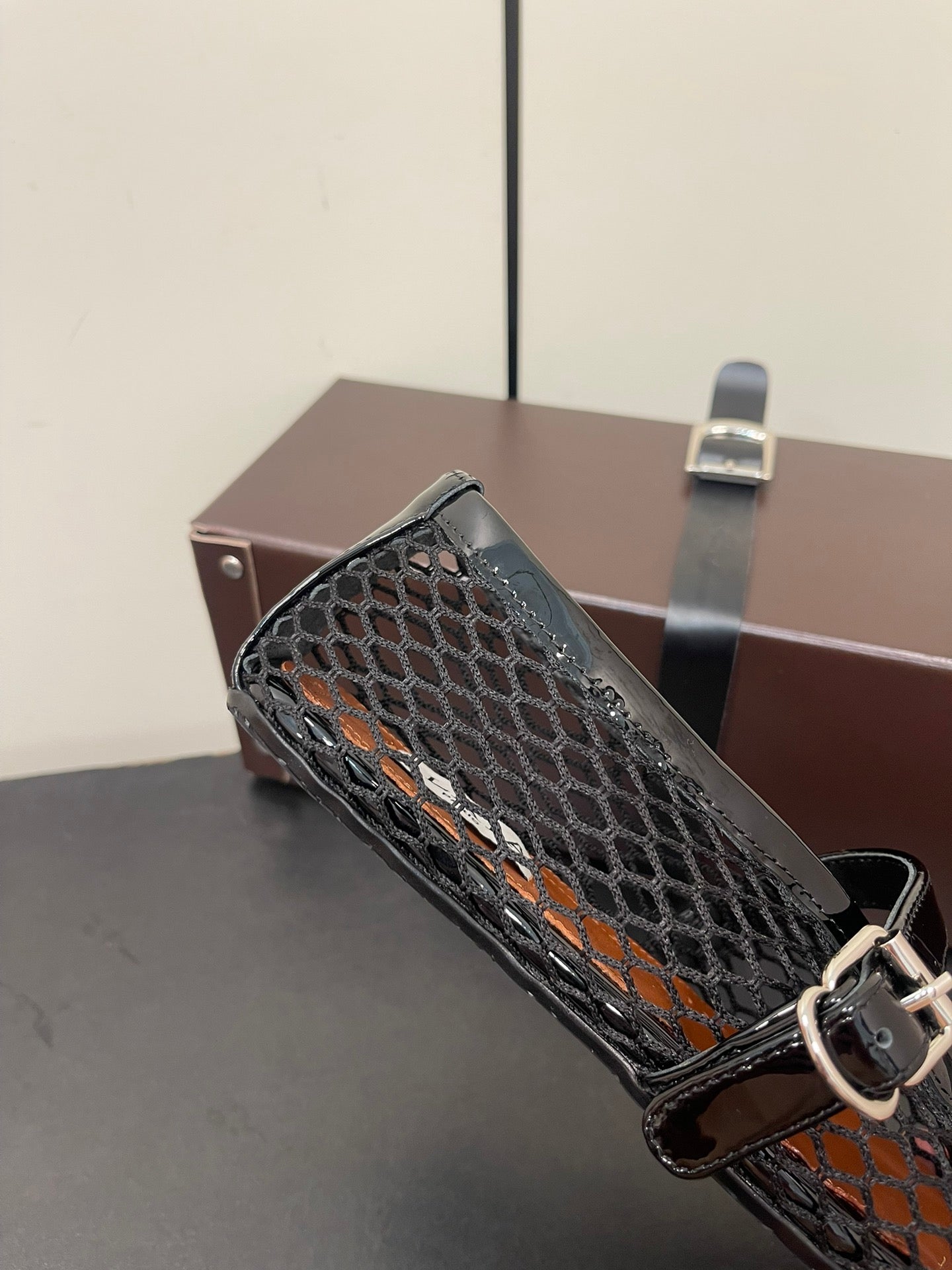 ALAIA BALLET FLATS IN BLACK MESH FISHNET