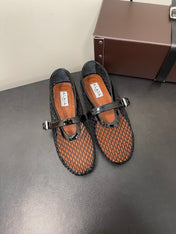 ALAIA BALLET FLATS IN BLACK MESH FISHNET