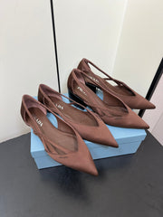 CUT-OUT BALLERINAS IN CHOCOLATE BROWN SATIN