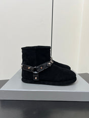 BALENCIAGA 25S ALASKA ANKLE BOOTS IN BLACK SUEDE AND LAMBSKIN WITH SILVER HARDWARE