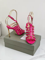 HIGH SANDAL 10 CM IN BRIGHT PINK CALFSKIN