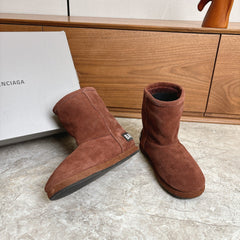 BALENCIAGA 25S ALASKA ANKLE BOOTS IN DEEP CHESTNUT BROWN SUEDE