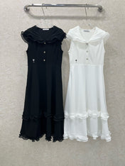 DIOR SLEEVELESS DRESS WITH RUFFLED SHOULDERS AND HEM 269143