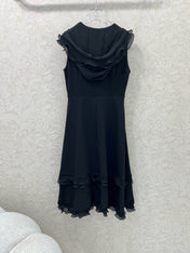 DIOR SLEEVELESS DRESS WITH RUFFLED SHOULDERS AND HEM 269143